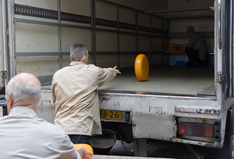 The fact that the cheeses are round has certain advantages when loading and unloading them