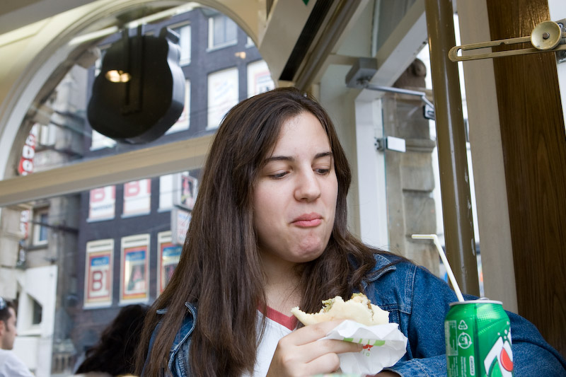We then moved on to the edge of the Bloemenmarkt, where we had an excellent falafel at Maoz